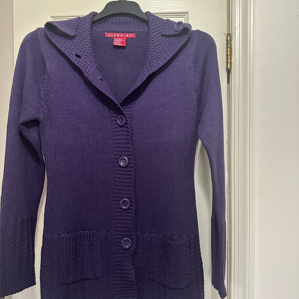 Purple Women's Cardigan/Sweater XL with pockets and buttons